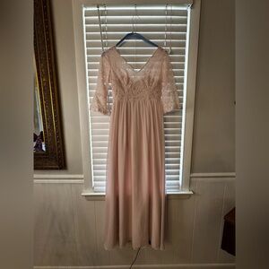 Azazie Blushing Pink Lace Gown